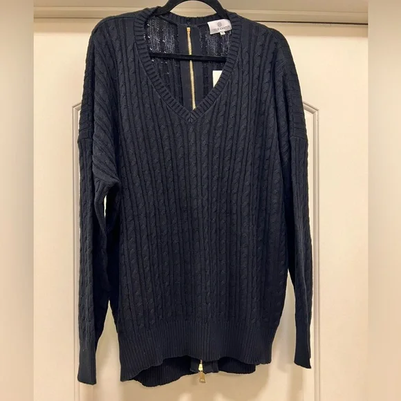 NWT Chloe Kristyn Zip Back Cotton / Cashmere Knit Sweater - Picture 6 of 15